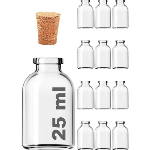 AfracamMantar Glass Bottle With Stopper 12 Pcs Transparent 25 ml / 25 cc хна для мехенди henna bride veil welon