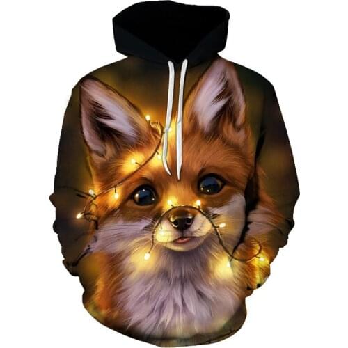 New animal character printed hoodie 3D luminous cat hoodie, jumper hip hop street clothing for men and women in 2021