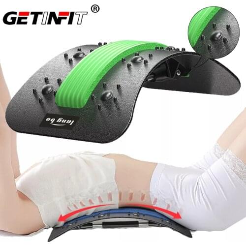 Getinfit New 3 Level Adjustable Lumbar Relief Back Stretcher Device Back Pain Relief Back Massager Stretcher Equipment