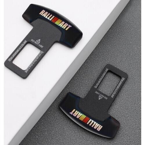 1/2PCS Quality Alloy Car Seat Belt Cover Clip Safety Belt Plug RALLI ART Logo For Mitsubishi Lancer Evolution Evo X Outlander