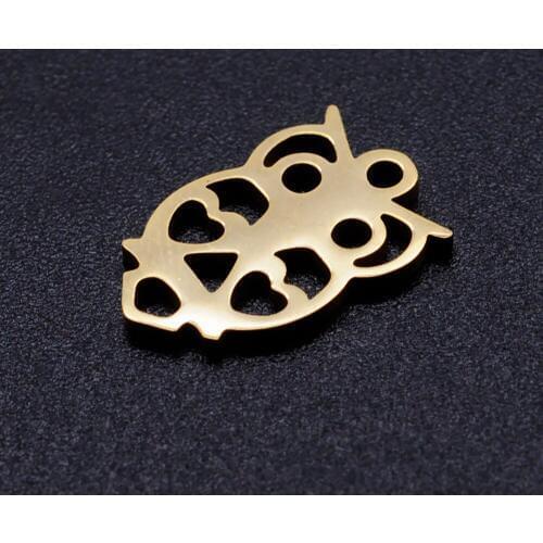 10pcs/lot Stainless Steel Owl Charms Metal 14.5*9 mm Charms Mirror Polished Animal Hollow Charms For Jewelry Making Accessories