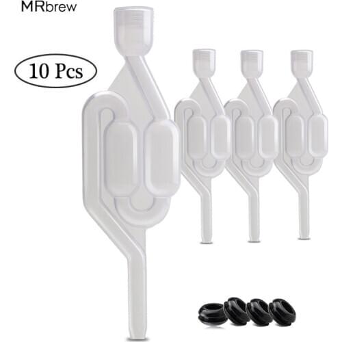 10 Pcs Water Seal Exhaust Home Brew Beer Wine Fermentation Airlock Sealed Check Valve Plastic Eco Friendly Water Sealed Valves