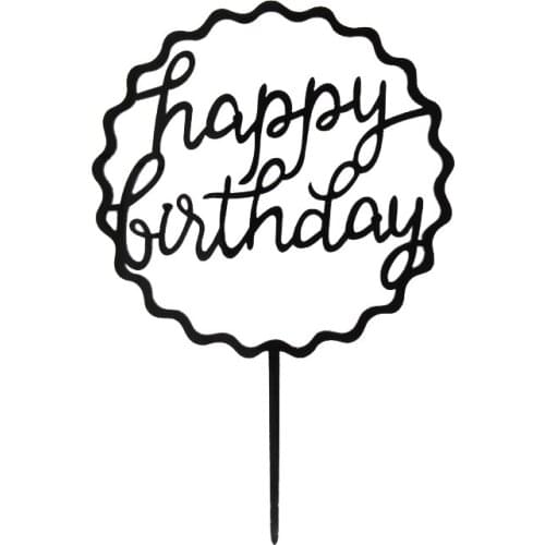 50pcs/lot Acrylic Happy Birthday Cake Topper Black/Pink/Gold/Silver Acrylic Birthday Cake Decoration