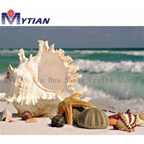 5D DIY Diamond Painting Sea Shell Starfish Scenery Cross Stitch Full Square Round Drill 3D Diamond Painting Wall Sticker Decor