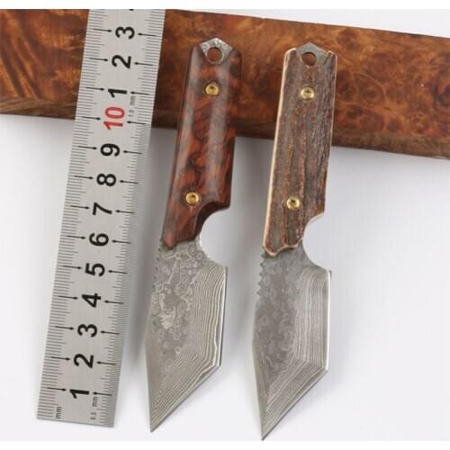 Free shipping The sharp Damascus steel Hunting Knife Camping Survival Knife Fixed Blade Tactical Knife wood handle