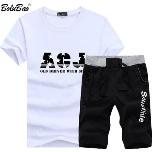 BOLUBAO Brand Men Summer Casual Suit Set Men Short Sleeve T-Shirts + Shorts 2-Piece Sets Sportswear Tracksuit Male Clothing
