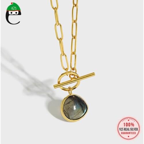 ElfoPlataSi Real 925 Sterling Silver Design Feels Labradorite Chain Pendant For Women Valentines Day Party Fine Jewelry DD220