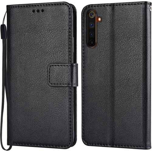 Flip Wallet PU Leather Case For Realme 6 Pro RMX2061 RMX2063 Funda Stand Business Phone Holster Stripe Protect Cover