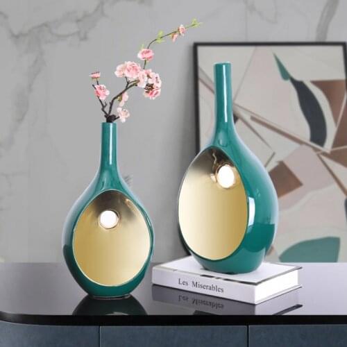 Flower Vase Decoration Home Light Luxury Ceramic Vase Living Room Advanced Decoration Gift Green Pot Flower Basket