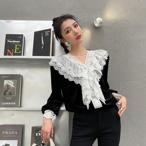 Женские рубашки с рюшами FALLINGSTAR China At AliExpress