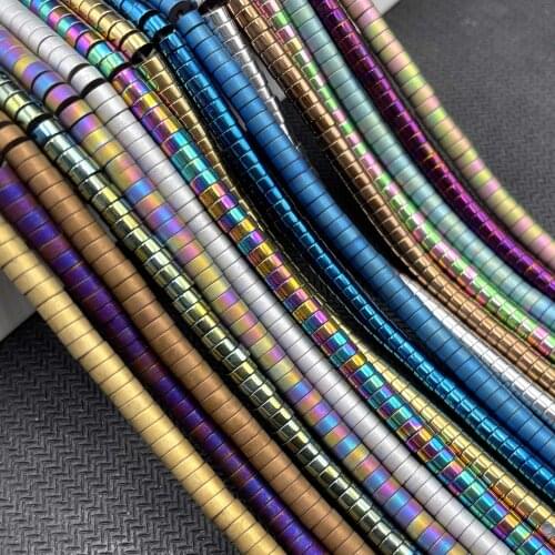 Colorful Rondelle Spacer Beads Hematite Natural Stone For DIY Women Men Jewelry Making Charm Necklace Bracelet 1 2 3 4 5 6 MM