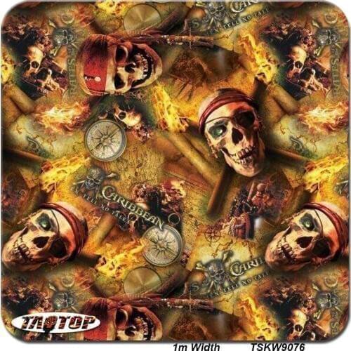 Hydrographics Film TSKW9076 1M * 10M Skull Pirate Hydro Dipping Water Transfer Printing Film