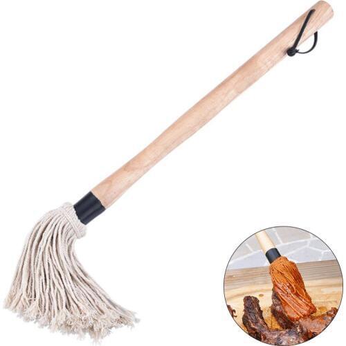 Grill Basting Brush BBQ Mop Professional Barbecue Brush Basting Mops Cotton Fiber Head Natural Hardwood Handle Dish Mop Style