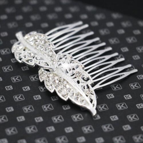 Crystal Hairpin Leaves Hair Comb High-quality Hair Clips Fashion Party Jewelry For Women Accessories Wedding Bride Decoration