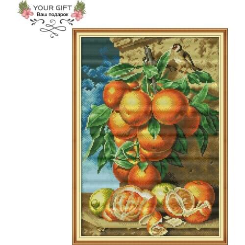 Your Gift J456 14CT 11CT Counted and Stamped Home Decor Orange Fruit Embroidery Cross Stitch kits cross stitch sets