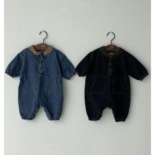 Long Sleeve Jumpsuit Playsuit Outfit Clothes Set 6-24M Autumn Winter Toddler Boy Clothes Kids Baby Girl Boy Denim Romper