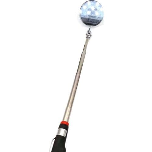 Stainless Steel Round Telescoping Mirror Round Adjustable Glass Mirror for Hard-to-reach Area Detection