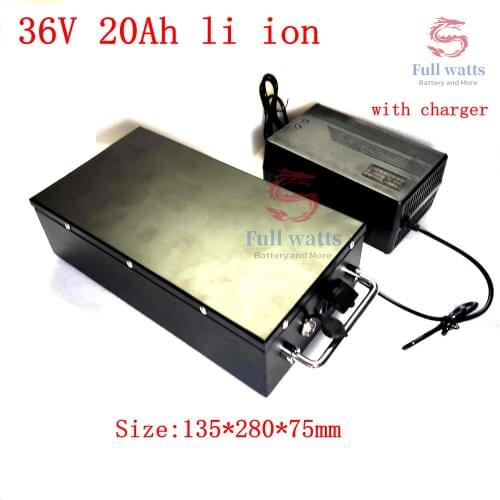 Customize 36v 20ah lithium ion battery li-ion BMS 10s 18650 for 36v e-bike 1000w 1500w motor scooter go cart + 3A charger