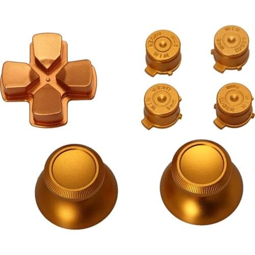 Metal Dpad Thumbstick Cap Bullet Buttons For Sony PS4 DualShock 4 Controller Kit T84D
