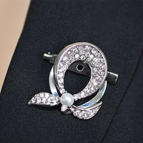 Fashion Woman Dual Purpose Crystal Brooches Imitation Pearl Brooch Rhinestone For Wedding Dress Hijab Clip Scarf Buckle Pins