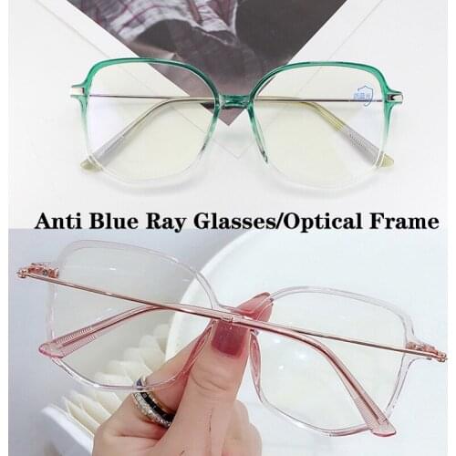 Fashion Female Internet Celebrities Anti Blue Ray Glasses Durable Alloy Polygon Frame With Blue Light Protection Clear Lens