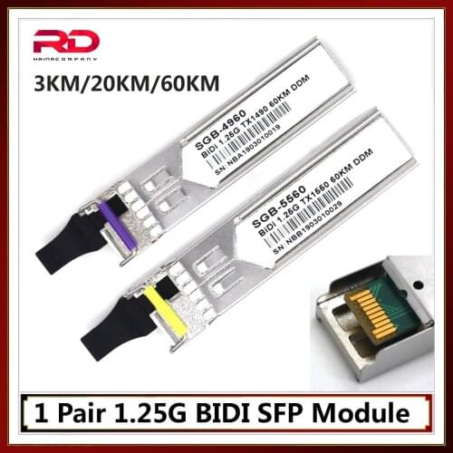 1.25G SFP Module SC BiDi 1310nm/1550nm WDM switch SFP Transceiver module with Switch with DDM Function Compatible with Mikrotik
