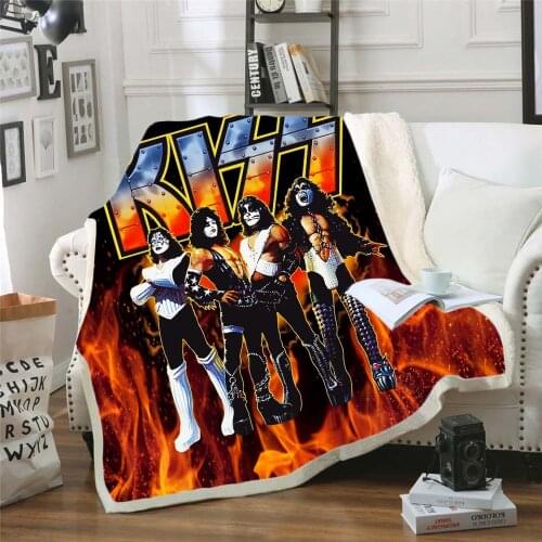 New KISS 3d printed fleece blanket for Beds Hiking Picnic Thick Quilt Fashionable Bedspread Fleece Throw Fashion Blanket