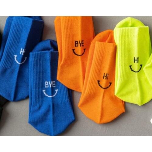 New Style Fashion Casual Creative Hi/BYE Smile Face Cotton Socks High-Quality Sweet Lovely Tide Skateboard Street Sports Socks