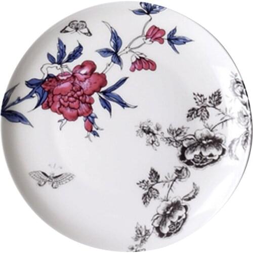 MIDOSHARK Pastoral style hand-painted rose bone china dinner plates Afternoon tea cup and saucer