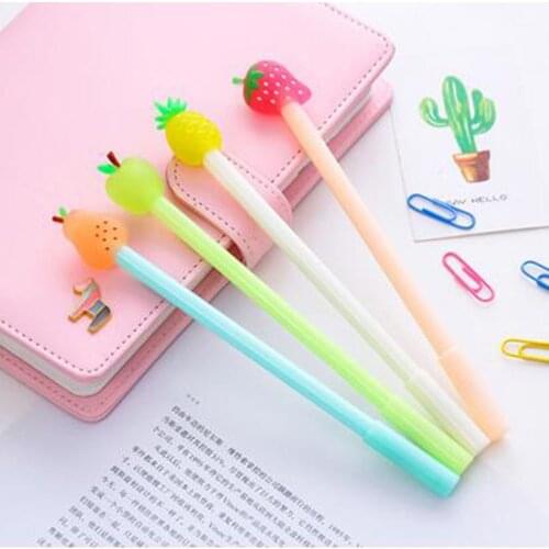 1pcs Creative Candy Color Fruit Apple Strawberry Pear Pineapple Novelty Pen Gel Pen Office School Gift Stationery Pen Hot Sale