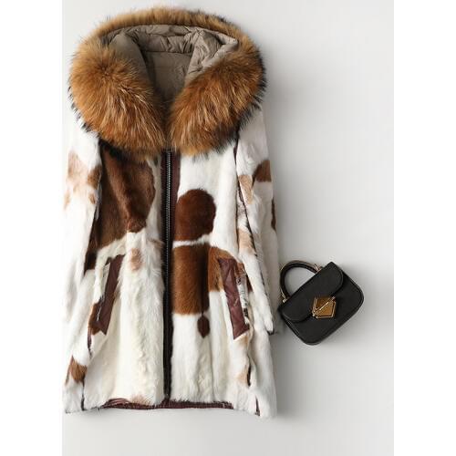 Natural Real Fur Coat Female Jacket Raccoon Dog Fur Collar Winter Coat Women Clothes 2020 Korean Warm Double-faced Fur Down Coat
