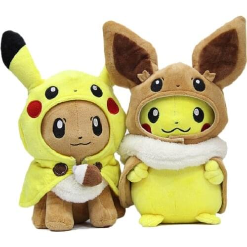 Eevee Cosplay Pikachu Plush Cloak Cartoon Anime Claw Machine Doll Toy For Children friend Cute Collect Gift