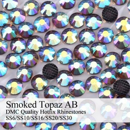 Polaris SS6-SS30 Machine Cut Smoked topaz AB Strass DMC Hotfix Rhinestones For Garment Accessories