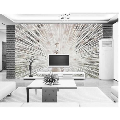 Custom photo wallpaper 3d murals wallpaper Animals mural Solid white peacock background wall papers murals 3d living room decor
