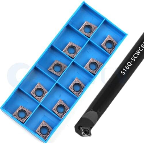 S12M-SCWCR09 S16Q S20R SCWCL Internal CNC Turning Tools Holder +10Pcs Lathe Machine Carbide Insert Impact Resistance High Finish