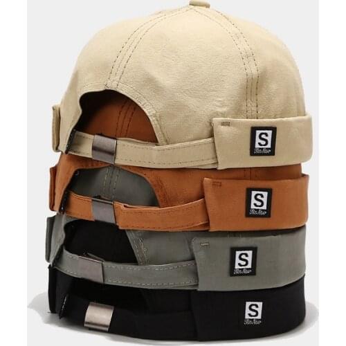 New Landlord Hat Loop Beanie Hat for Men and Women Dockers Cap Adjustable Letter Brimless Dome Melon Hat Sailor Retro Skullcap