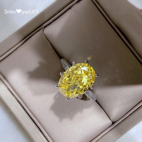 Shipei 100% 925 Sterling Silver Oval Cut Moissanite Gemstone Wedding Party Anniversary Pashion Women Rings Fine Jewelry Gifts