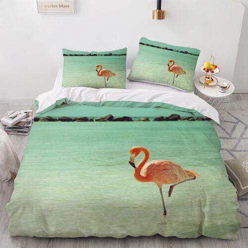 Simple Bedding Sets 3D Flamingo Duvet Quilt Cover Set Comforter Bed Linen Pillowcase King Queen Full Double 240x220cm Size