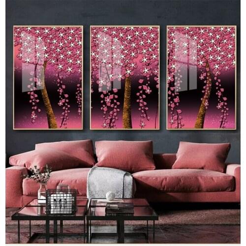 Modern Flower Branch Diamond Stamen Tree HD Print Decorative Canvas Paintings Wall Art Poster and Print For Home Decor Unframed