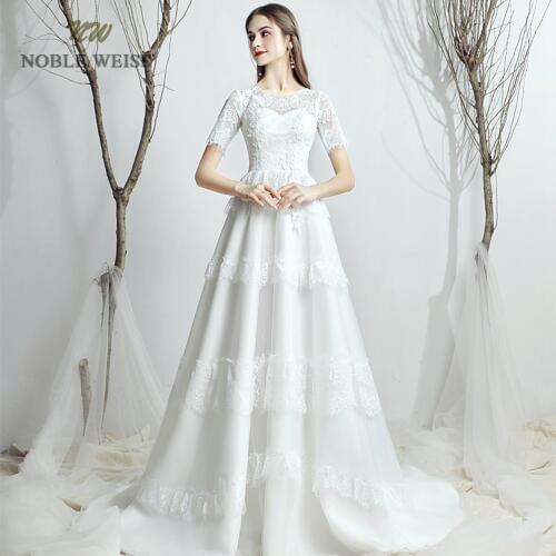 Wedding Dresses O-Neck Appliques A-Line Vestido De Noiva Plus Size Wedding Dress Bride Dress