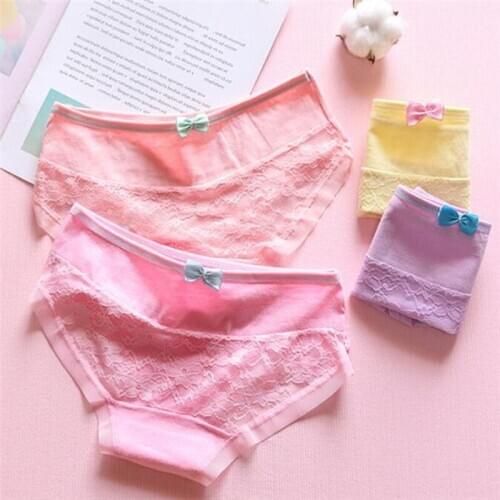 4Pcs/lot Panties Women Underwear Briefs Breathable Underpants Girls Soft Panty waist size girls briefs T816-4