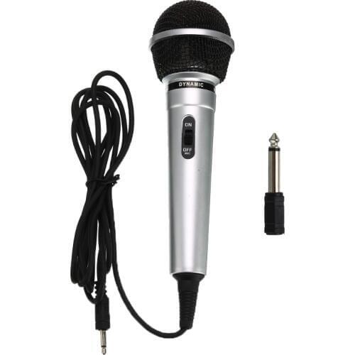 Universal 3.5mm Wired Microphone Protable Public Transmitter KTV Karaoke Recording Black Silver