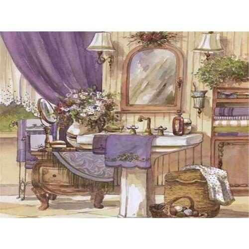 Landscape Bathroom Printed 11CT Cross-Stitch DIY Embroidery Patterns DMC Threads work Handiwork Handmade Craft Different