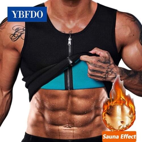 YBFDO Men Slimming Vest Body Shaper Neoprene Zipper Top Abdomen Fat Waist Trainer Vest Burning Shaperwear Waist Sweat Corset