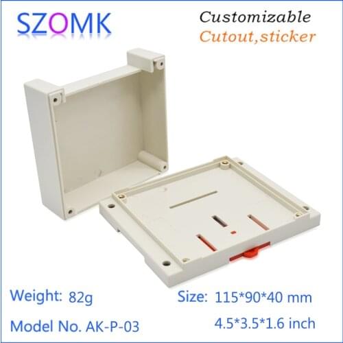 1 piece, 115*90*40mm plastic din rail enclosure for electronics box PLC plastic housing szomk abs plastic enclosure cabinet