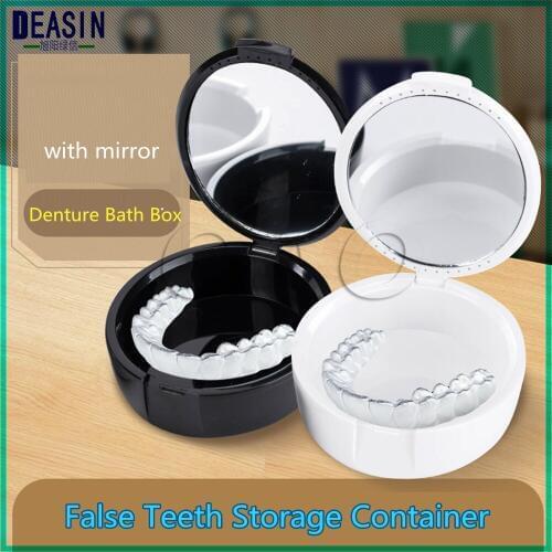 10pcs X Denture Box False Teeth Rinsing Container Bath Appliance Storage Case Denture Bath Box Case Dental False Teeth Storage