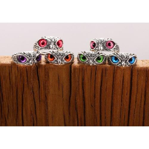 Vintage Charm Cute Owl Ring For Women Men Wedding Retro Jewelry Silver Color Romantic Lover Gift Fashion Jewelry Gift 6/pcs