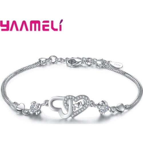 Bracelet Double Heart Shape Purple/White Seaside Harvest Festival Revelry Night Jewelry 925 Sterling Silver Girlfriend