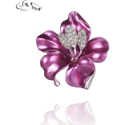 2018 Broches Jewelry Fashion Enamel Pin Metal Crystal Rhinestone Brooch Flower Hijab Pin Vintage Large Wedding Poppy Brooch