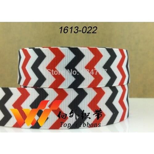 Black red chevron printed grosgrain ribbon 7/8" 22 mm 1613-022